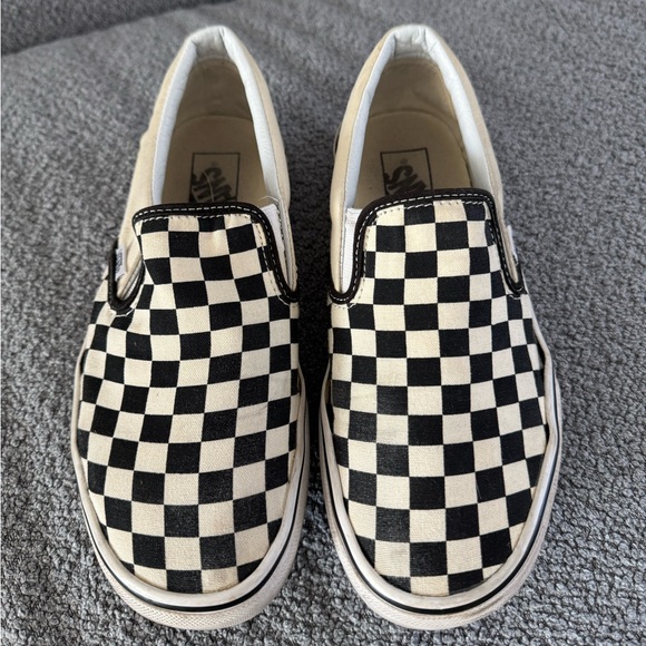 Vans Black and White Checkered Slip On Sneakers - Picture 1 of 7